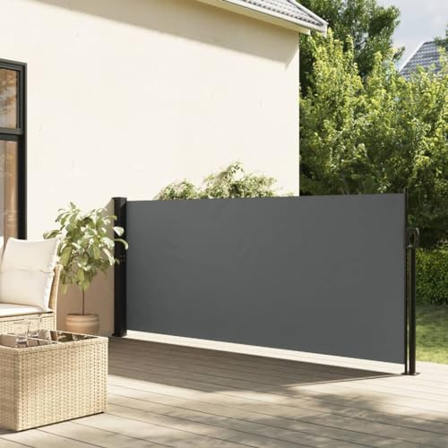 Homgoday Auvent Latéral Rétractable Anthracite 120x600 cm, Protection de l'intimité et Vent, Paravent Store Clôture de Jardin, Extensible Brise Vue pour Extérieur Balcon Terrasse A
