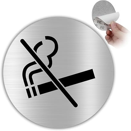 LEIASA | Selbstklebendes „Rauchverbot“-Schild - Dicke 0,6 mm - Durchmesser Ø 100 mm - Aluminium - „Rauchverbot“-Beschilderung - Rauchverbot-Schild - (Rauchverbotsschild)