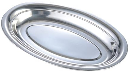 Ciieeo Plato Hondo de Acero Inoxidable para Servir Aperitivos de Pescado Buffet 28 Cm Color Plateado