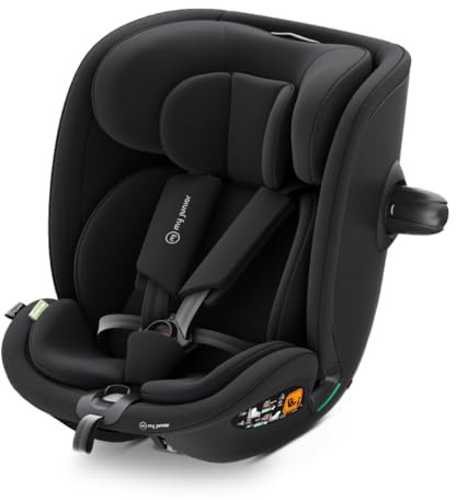 my junior® CYRO 360° i-Size | Mitwachsender Kindersitz, Kopfstütze 11-stufig, Neigung 8-stufig, Seitenaufprallschutz, 5-Punkt-Gurt, UN R129/03 i-Size, 40-105 cm, bis 18 kg (Black)