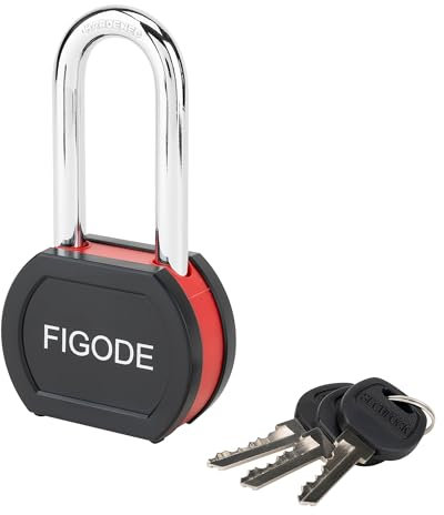 FIGODE® Cadenas en acier massif recouvert de noir avec clé, serrure robuste de haute sécurité, 6,9 cm de large, anse en acier trempé de 6,9 cm de long