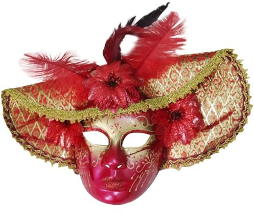 MNSWR Karneval Venezianische Maskerade Maske,Maskenball Herren Maske Venezianische Maske Karneval Spitze Maske,High-End Karneval Italienische Venezianische Vollgesichtsmaske Big Hat Model Maske Painte