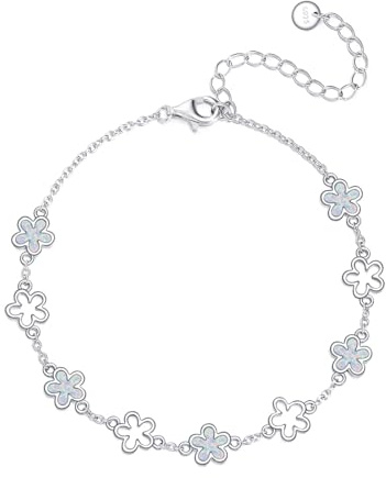 DAYLINLOVE Blumen Armband 925 Sterling Silber Blume Opal Armband Schmuck Geschenk für Frauen Mädchen