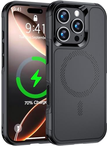 ATETEO for iPhone 16 pro Case, Magnetic Case for iPhone 16 Pro 6.3 Inch [Compatible with Magsafe] [Military Grade Protection] Slim & Tough Phone Cover, Shockproof Phone Case Black
