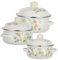 EXHUMKY 3pezzi Pentole Smaltate Vintage con Coperchio Pentole per Zuppa e Pasta Design Floreale e Facile da Pulire per Cottura Versatile Cucina