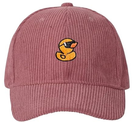 Tindo Cord-Kappe in Rosa mit Ente und Sonnenbrille – Stylische Unisex-Mütze für Freizeit und Outdoor-Aktivitäten