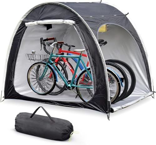 Outdoor Fahrradschuppen Zelt, 210x150x165CM wasserdichte Abdeckung für mehrere Fahrräder, tragbarer Unterstand für 3-4 Fahrräder, kleine Motorräder, und Gartengeräte(210x150x165cm)