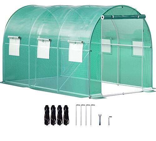 Serra walk-in 3,7x2 m Tunnel Planter Grow Tent Telaio zincato 12 x 7 x 7 ft Serra portatile for piante utensili elettrici