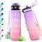 KollyKolla Botella Agua 1L, Cantimplora Reutilizable, con Pajita, Botella Motivacional, con Marca de Tiempo, sin BPA, Cantimplora para Gimnasio, Oficina, Escuela, Sport, Bicicleta