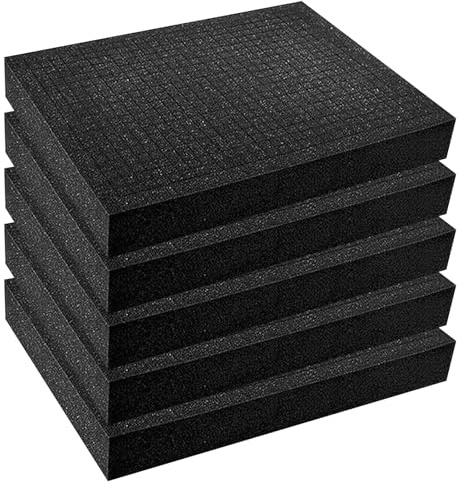 PRITOK Rasterschaumstoff Set: 5 Stück 405x305x25mm Werkzeugkoffer Schaumstoffeinlage, Multilayer Schaumstoffstruktur + Zuschnitt für Transport, Lagerung und DIY-Projekte