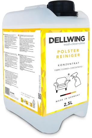 Dellwing Nettoyant textile concentré 2,5 l, | pour canapés, tapis, sièges auto et matelas, compatible injecteur-extracteur et aspirateur eau, fabriqué en Allemagne