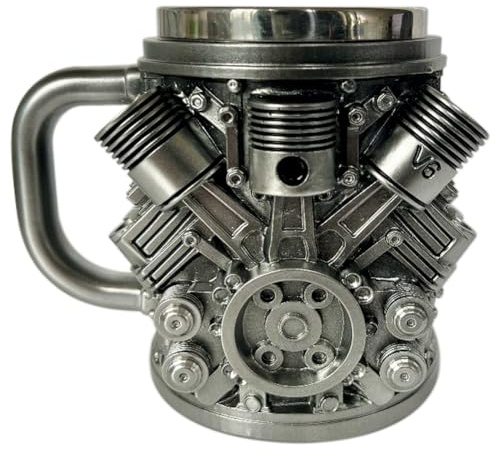 NONDK Stainless Steel Coffee Mug Engine Stainless Steel Mug Car Engine Ceramic Coffee Mug V6