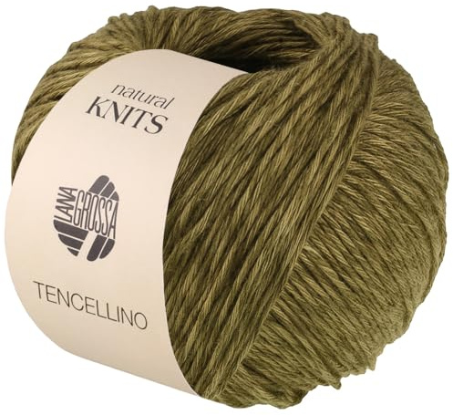 LANA GROSSA Tencellino | Klassisch verzirntes Garn aus natürlich mattem Leinen & seidig glänzendem Tencel | Handstrickgarn aus 51% Leinen & 49% Tencel | 50g Wolle zum Stricken & Häkeln | 125m FB 7