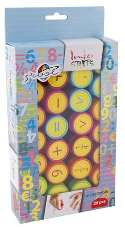 SCHOOL EDUCATION CREATIVE SO COOL S'cool Selbstfärbende Stempel Kinder Stempel Spielzeugstempel Stempelset Lernhilfestempel Mit Zahlen Verpackung 26 Stück