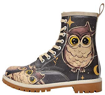 DOGO Long Boots - Owls Family - Vegane Damen Boots und Nachhaltige und Bunte Stiefeletten - Trendige Bequeme Stiefel für Damen