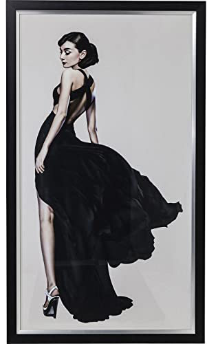 Kare Design Bild Frame Diva, Schwarz, Kunstdruck mit schwarzem Rahmen, Gerahmtes Wandbild, Audrey Hepburn, Glas, Hochformat, 172x108 cm (H/B)
