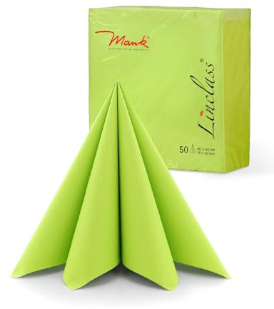 Prime Guest Servietten GRÜN, Premium Edition für Hochzeiten und Feiern, aus Prime Guest Airlaid, stoffähnlich, 50er Packung, 50 Stück, 40 x 40 cm, ¼ Falz
