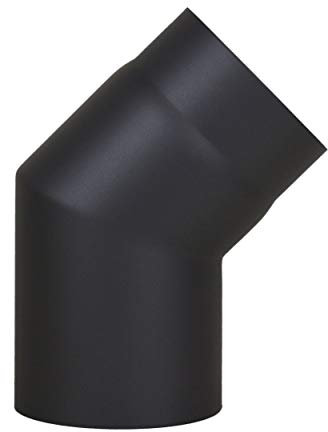 LANZZAS Ofenrohr Bogen 45° starr - im Durchmesser Ø 150 mm - Farbe: schwarz - Rauchrohr/Knie-Bogen
