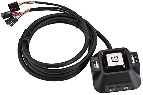 Asixx Botón de Encendido de la PC de Escritorio, Caja de la computadora de Escritorio Puertos USB Dobles de conmutación. Botón de restablecimiento de energía