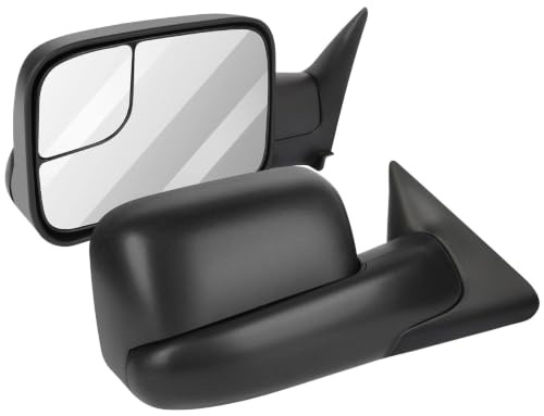 OCPTY 1 Paar Anhängerspiegel links und rechts für 1994-2001 für Dodge für Ram 1500 1994-2002 für Dodge Ram 2500 1994-2002 für Dodge For Ram 3500 Handbuch eingestellt mit schwarzem Gehäuse