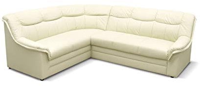 DOMO. collection Ecksofa Berlin, zeitlose Leder-Eckcouch mit Schlaffunktion und Federkern-Polsterung, Sofa in L-Form aus Kunstlederm Couch 205 x 250 x 89 cm, beige (creme)