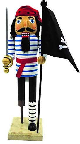 Santa's Workshop Nussknacker, Pirat mit Flagge, 35,6 cm, Schwarz