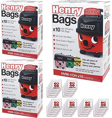 Numatic Hepa-Flo Lot de 30 sacs à poussière + tablettes désodorisantes pour aspirateur Henry Hetty Harry James