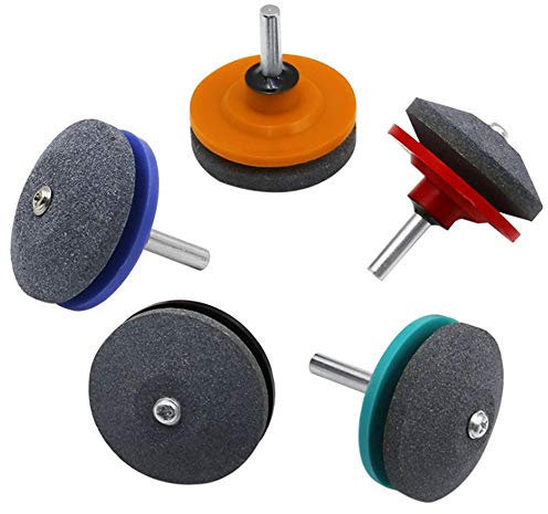 gotyou 5 Pezzi Affilacoltelli per Tosaerba, Affilacoltelli Universale,Affilatrice Testa Affilatrice,Affilacoltelli Multifunzione per Trapano Elettrico,Utensili per Affilare Utensili da Giardino