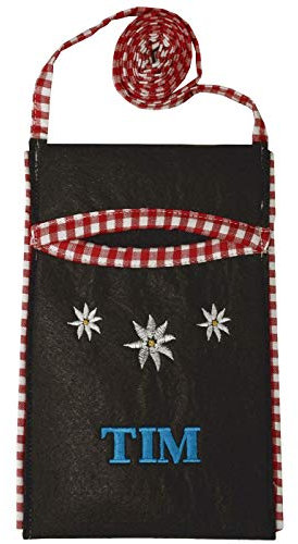 German Wear Trendige Filz Trachtentasche Handytasche für Groß und Klein, Schwarz/Rot