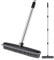 JUOIFIP Rubber Broom Pet Hair Carpet Broom Multi-Surface Rubber Bristle Sweeper with Squeegee Edge Adjustable Steel Handle Indoor Push Broom for Garbage Dust Pet Human Hair(Black)