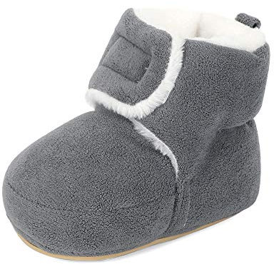 MASOCIO Stivali da Neve Neonato Stivaletti Invernali Neonata Inverno Scarpine Scarpe Primi Passi Bimbo Pantofole Babbucce Bambino Grigio Taglia 19 6-12 Mesi