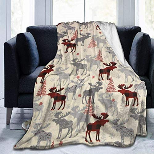 FANSU Kuscheldecke Flanell Decke, 3D Drucken Microfaser Flauschig Weich Warm Plüsch Wohndecke Fleece Tagesdecke Decke für Sofa und Bett (Hirsch,150x200cm)