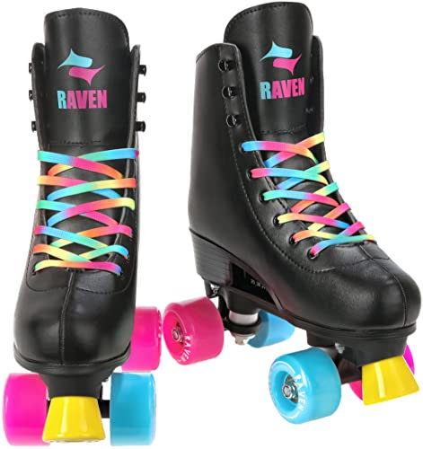RAVEN Rollschuhe Roller Skates für Kinder Erwachsene Mädchen Damen verstellbar (Iris Black, 31-34 (20-21,5cm))