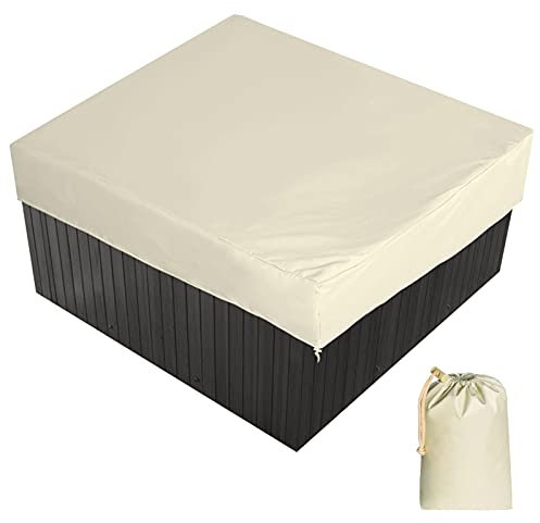 AMGJ Copertura Square per Spa Copertura per Vasca Idromassaggio da Giardino Copertura Protettiva per Piscina con Una Borsa di Stoccaggio 7 Taglie a Scelta,Beige,228x228x30cm