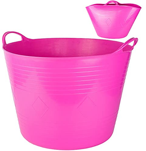 alles-meine.de GmbH 2 Stück Flexi & flexibel Modell + Farbwahl XXL großer - biegbarer - Aufbewahrungsbehälter mit Henkel - rosa/pink - neon Farben - Gummieimer - z.B. Gar..
