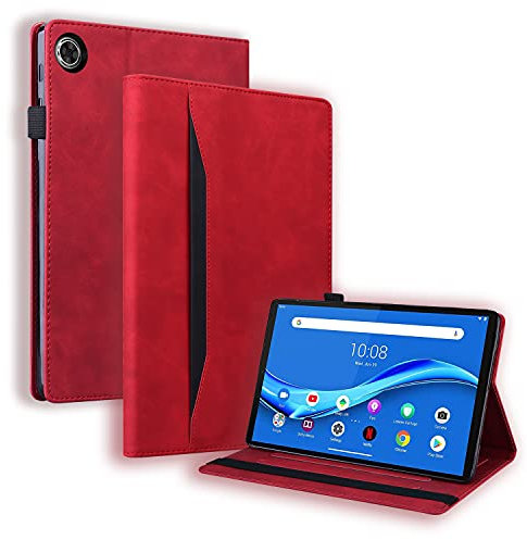 Auslbin Case for Lenovo Tab M10 FHD Plus 10.3 Inch TB-X606X/X606F Tablet,[Premium PU Leather][Auto Wake/Sleep][Pen Holder][Multi Angle Kickstand][with Card Slots] - Red