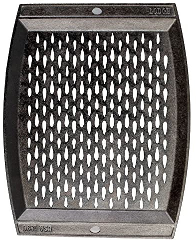 Lodge L15RCGT Pre-Seasoned Cast Iron Rectangle Grill Topper, Gusseisen, schwarz