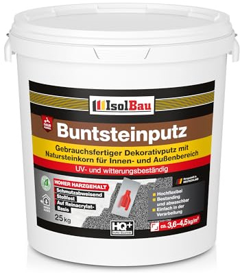 Isolbau - Buntsteinputz für Außen und Innen (Anthrazit/Graphit, Weiss) 25 kg - BP35 Mosaikputz Dekorationsputz Frostsicher, Wasserfest, Stoßfest