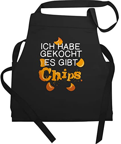 Schürze Geschenk - Lustige Erwachsene - Ich habe gekocht - Chips - 60x87 - Schwarz - kochschürze für jugendliche koch küchenschürze damen kochgeschenke küchen kochschürzen backschürze spruch