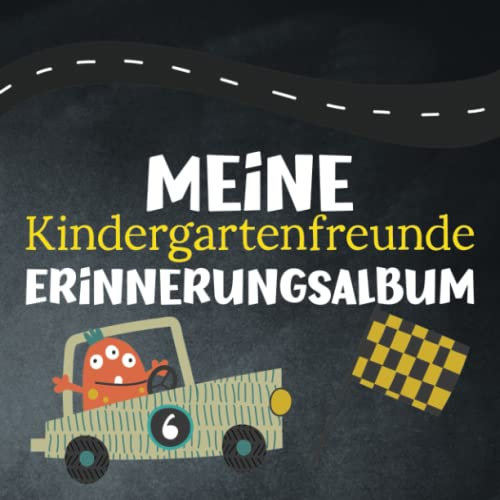 Meine Freunde - Erinnerungsalbum: Monster mit Autos Freundschaftsbuch für Mädchen und Jungen ab 3 Jahren. Perfekt für Kita und Kindergarten. Kinderbuch mit Fahrzeugen und Aiens
