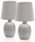 LED Universum 2er Set Tischleuchten Tischlampen Nachttischlampen Leseleuchten mit Stoffschirm grau E14 Sockel Keramik-Fuß rund grau - 6940