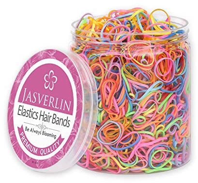 JASVERLIN Bunte Haargummibänder, Mini Multicolor Gummibänder Haar Kleinkind Baby Frisuren Mädchen Pferdeschwänze 1000 Stück