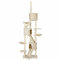 Wiltec Arbre à Chat - 233-270 cm de Hauteur Plafond réglable - Design avec Échelles - Meuble grattage félin Peluche - Couleur Beige - avec Maisonnettes, sisal, Niche et hamacs