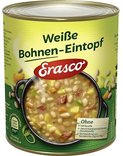 Erasco Weiße Bohnen-Eintopf (6 x 800g) In rund 5 Minuten fertig – Mit viel Gemüse – Ohne Schnickschnack - Einfach lecker