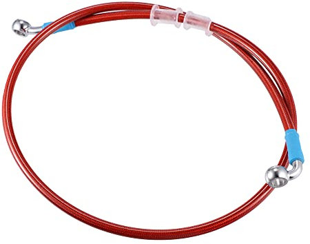 X AUTOHAUX Auto Hydraulische Bremsleitung Ölschlauch Rohrverschraubung 28°90°AN3 M10 rot 100cm