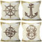 Aoihrraan 41x41cm 4er Set Dekorativ Mittelmeer Stil Kissenbezug Retro Nautisch Anker Ruder Couchkissen Segelschiff Nostalgisch Zierkissenbezug Quadratische Dekokissen Schlafzimmer Draussen Sofa