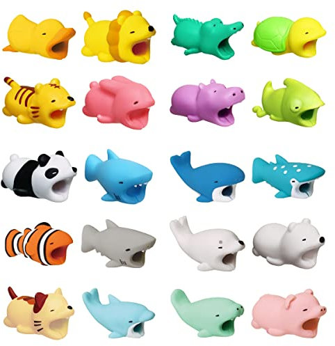 BomnKa 20 Pieces Animals Cable Protector, Cute Animal Bites Plastic Cable Saver Cable Break Protection Animals Charging Cable Cord Saver for Usb Charging Cable Protector