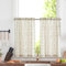 TOPICK Bohemian - Tende da cucina a righe, in lino, lunghezza 60 cm, con strisce di filtraggio della luce, per sala da pranzo, bagno, piccola finestra, verde su beige, set da 2 pezzi