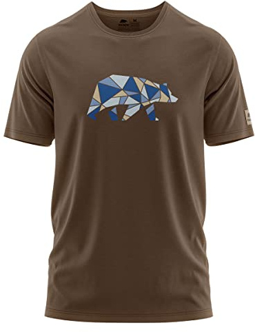 FORSBERG Espenson T-Shirt mit stylischem Bär Brustlogo Rundhals für Herren, Farbe:braun/blau, Größe:XXL