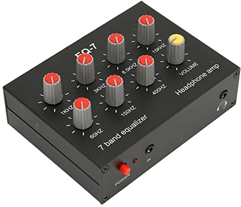 Septpenta Equalizzatore Sonoro a 7 Bande, Lega di Alluminio, Impedenza di Ingresso 20K Impedenza di Uscita 600 Ohm, Jack di Ingresso da 3,5 MM, Uscita Gamma di Controllo ±12Db, DC5v -12V